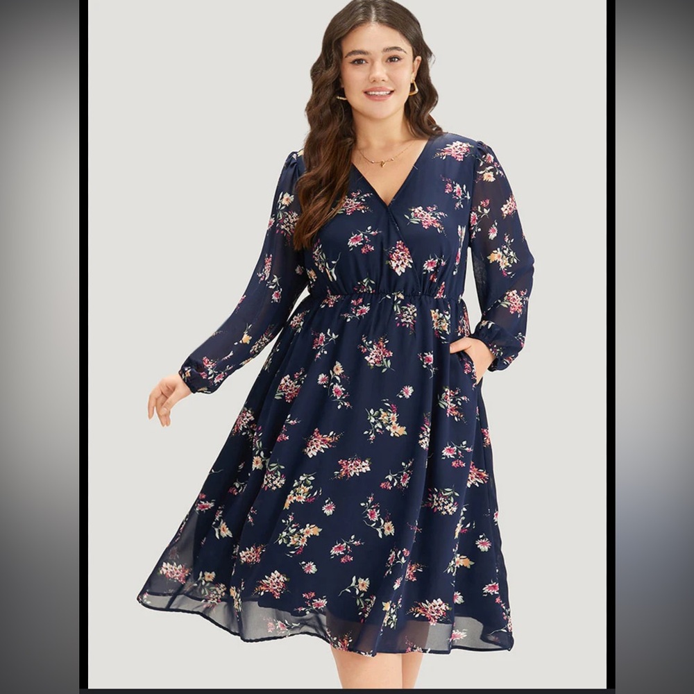 BloomChic Navy Floral Midi Dress